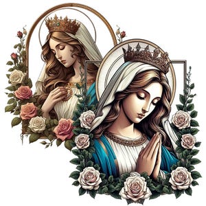 Virgin Mary & Praying Jesus PNG Clipart: Transparent Background (Digital Download) image 11