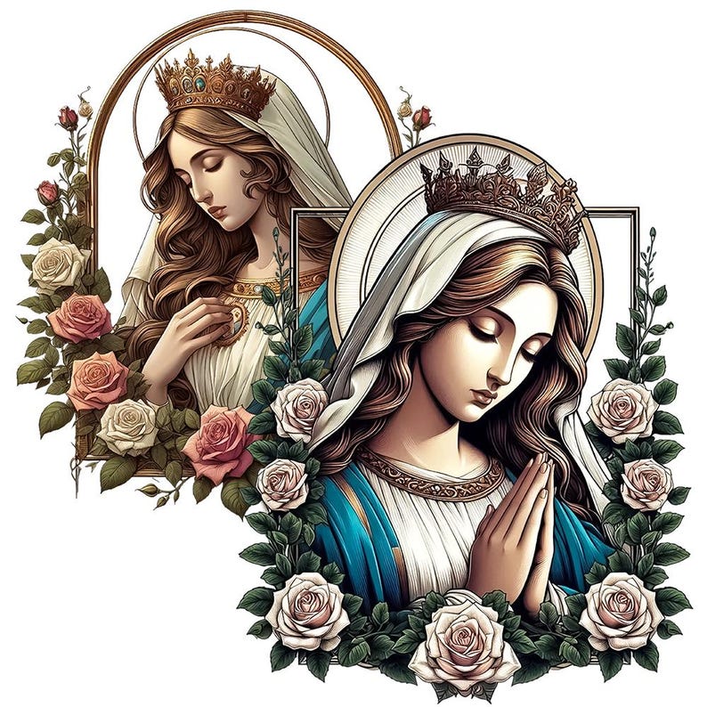 Virgin Mary & Praying Jesus PNG Clipart: Transparent Background (Digital Download) image 11