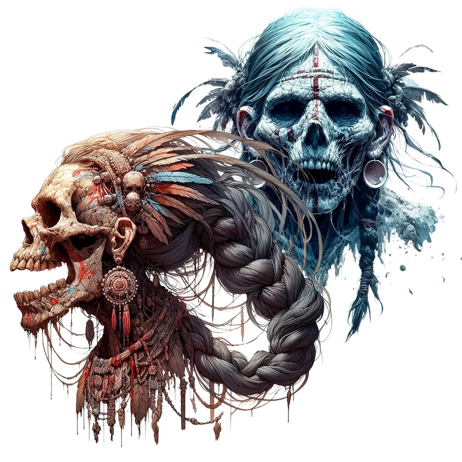 Demon Png, Shaman PNG, Aztec Zombie Shaman PNG, Print-ready Files, Dark ...
