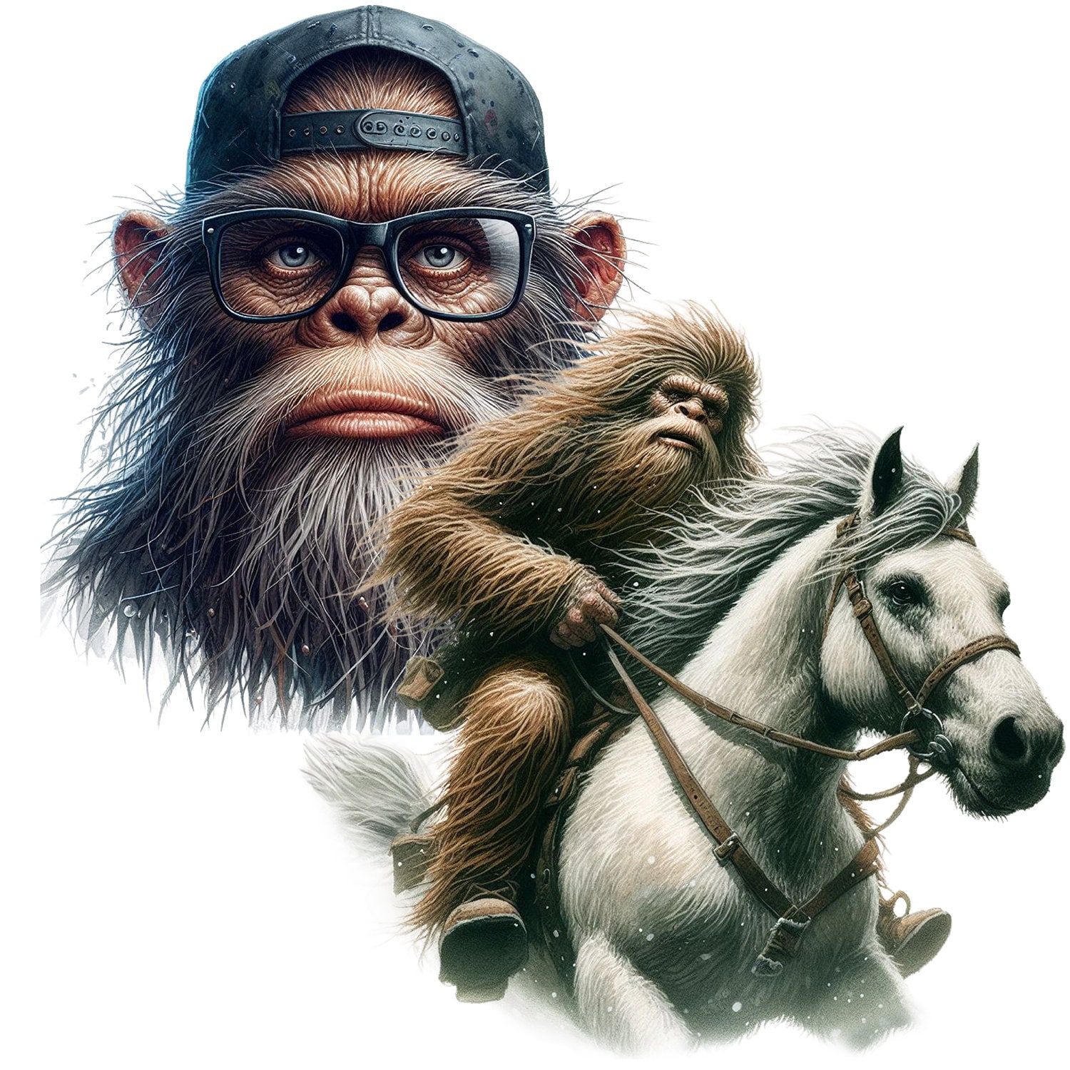 Sasquatch Riding Zebra Sasquatch Clipart Bundle: Bigfoot, Yeti PNG Images 27 PNG (digital ...