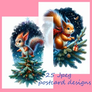 cartão postal de esquilo, natal, imagens para sua criatividade, imagens de esquilo, para impressão em qualquer item, uso comercial 25 arquivos Jpeg