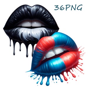 Glossy Lips Clipart: PNG Transparent Background Images (Digital Download)