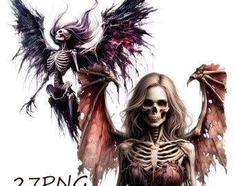 Vampire Skeleton PNG Clipart: Halloween Graphics (Digital Download)