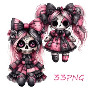 Griezelig gotische pop-clipart: horrorillustratie png (33 bestanden)