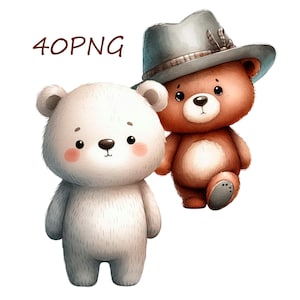 urso aquarela png, ursos pardos engraçados png, imagens para sua criatividade, para impressão em qualquer item, 40 PNG de fundo transparente