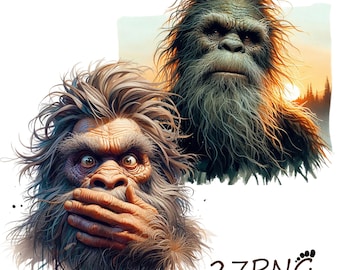 Paquete de imágenes prediseñadas de Sasquatch: Pie Grande y Yeti (27 imágenes PNG, descarga digital)