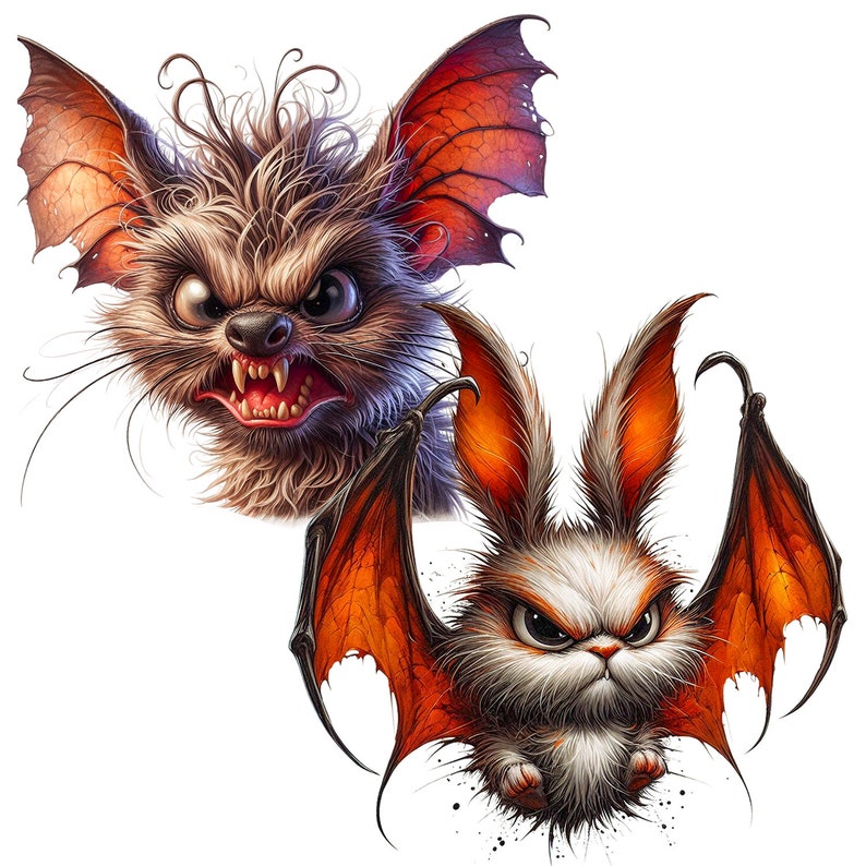 Funny Bat Clipart: Halloween PNG Images (27 Files) - Etsy