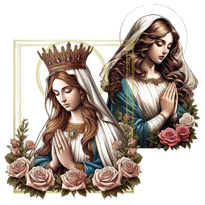 Virgin Mary & Praying Jesus PNG Clipart: Transparent Background (Digital Download) image 10