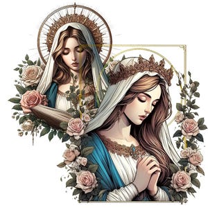 Virgin Mary & Praying Jesus PNG Clipart: Transparent Background (Digital Download) image 14