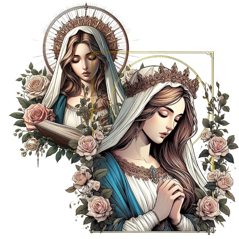 Virgin Mary & Praying Jesus PNG Clipart: Transparent Background (Digital Download) image 14