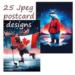Symboles sportifs canadiens, fabrication de cartes de voeux, images d'animaux amusantes, dessin d'orignal castor, utilisation pour vos projets créatifs, 25 jpeg