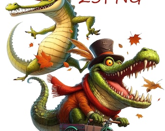 Cartoon Crocodile PNG Images: Transparent Background Clipart (Digital Download)