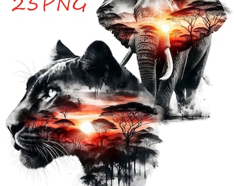 African Wildlife PNG Clipart: 25 Transparent Animal Images (Digital Download)