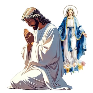 Virgin Mary & Praying Jesus PNG Clipart: Transparent Background (Digital Download) image 7