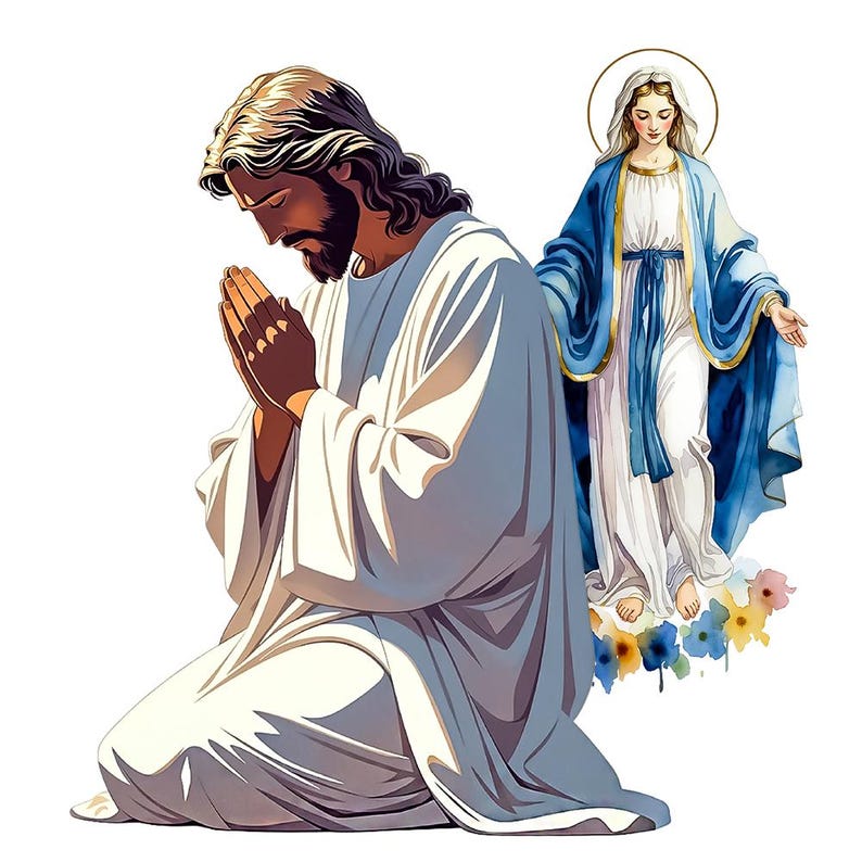 Virgin Mary & Praying Jesus PNG Clipart: Transparent Background (Digital Download) image 7