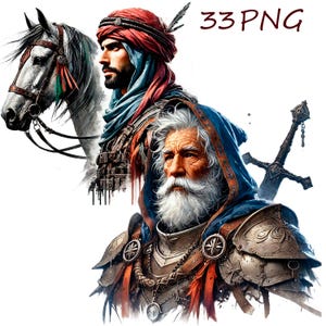 Medieval Knight & Princess Clipart: Fantasy PNG Bundle (Digital Download)