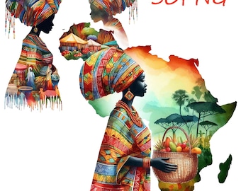 African Woman PNG Clipart: Traditional Dress, Transparent Background (30 PNG)