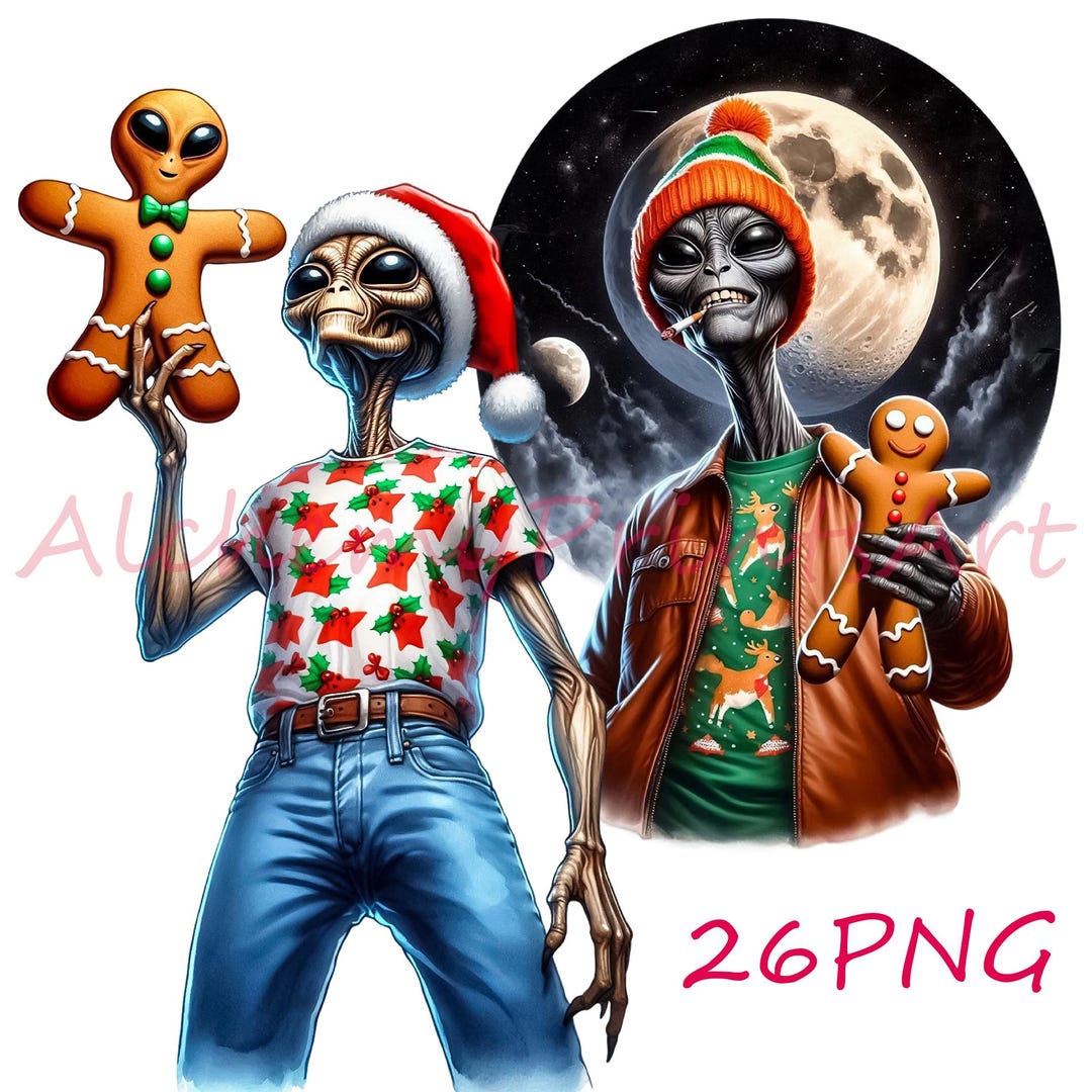 Christmas Alien PNG Clipart, UFO, Transparent Background (27 Files) - Etsy
