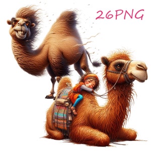 Funny Camel Clipart: 26 PNG Images, Transparent Background (Digital Download)