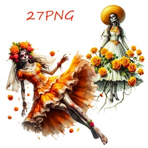 Day of the Dead, La Catrina PNG, Día de Los Muertos Clip Art, Print Files on Any Object, Commercial Use 27 PNG with Transparent Background