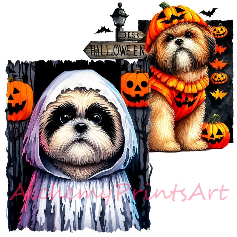 Shih Tzu Halloween Clipart PNG: 25 Transparent Backgrounds (digital ...