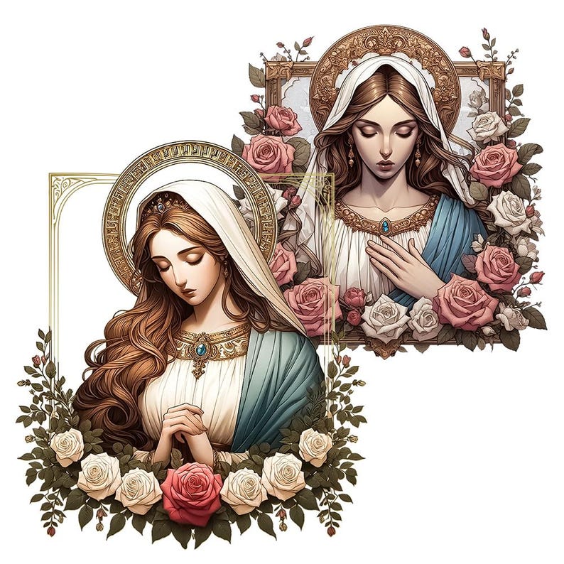 Virgin Mary & Praying Jesus PNG Clipart: Transparent Background (Digital Download) image 12