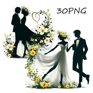 clipart de noivos, dia do casamento PNG, casamento PNG, clipart de recém-casados, arquivos de design de casamento, png de casamento, 30 PNG de fundo transparente