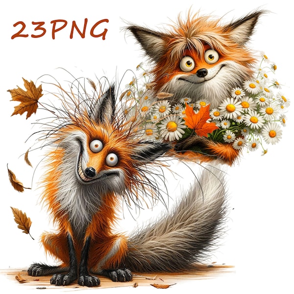 Images of funny fox, funny fox, illustrations for printing on any surface, creative files 23 PNG with transparent background