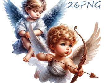 Baby Angel Clipart: Christian PNG Files, Kids Decor (Commercial Use)