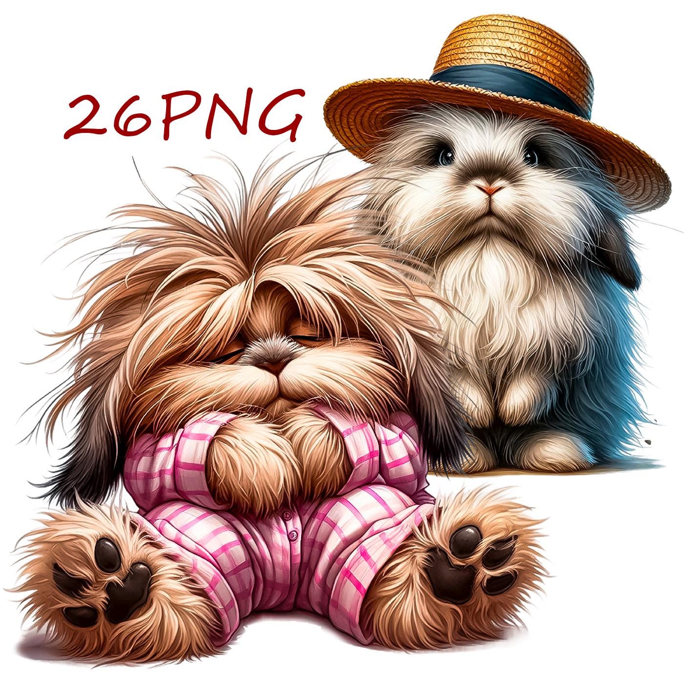 Funny Rabbit PNG Clipart: Commercial Use Images (Digital Download, 26 Files)