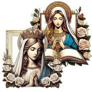 Virgin Mary & Praying Jesus PNG Clipart: Transparent Background (Digital Download) image 15