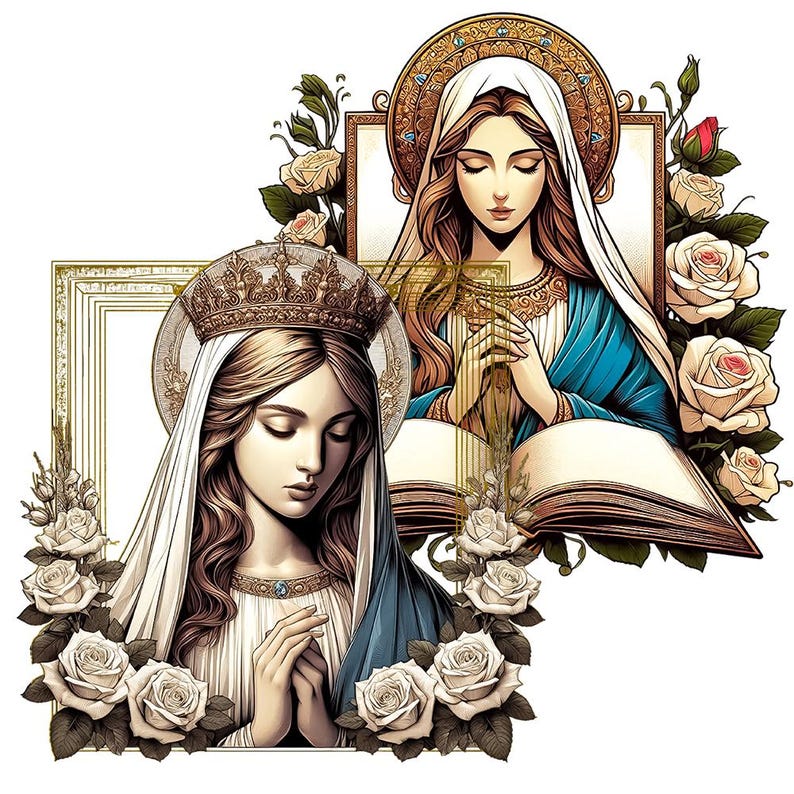 Virgin Mary & Praying Jesus PNG Clipart: Transparent Background (Digital Download) image 15
