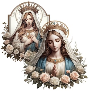 Virgin Mary & Praying Jesus PNG Clipart: Transparent Background (Digital Download) image 13