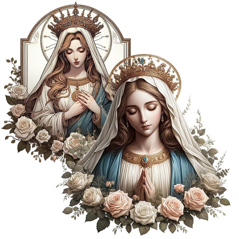Virgin Mary & Praying Jesus PNG Clipart: Transparent Background (Digital Download) image 13