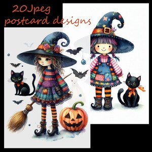 Cartões de Halloween, Cartão de felicitações, Cartaz, Imagens para sua criatividade, Arquivos para impressão, Para uso comercial, 20 arquivos Jpeg