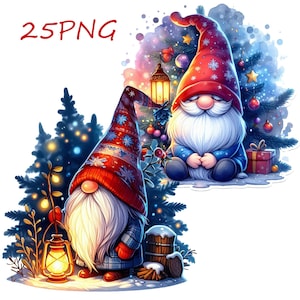 Christmas Gnome PNG Clipart: Holiday Card Making (Digital Download)