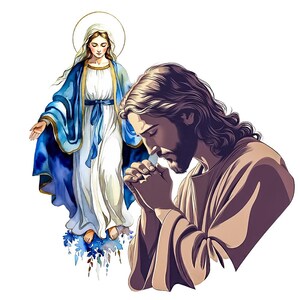 Virgin Mary & Praying Jesus PNG Clipart: Transparent Background (Digital Download) image 3