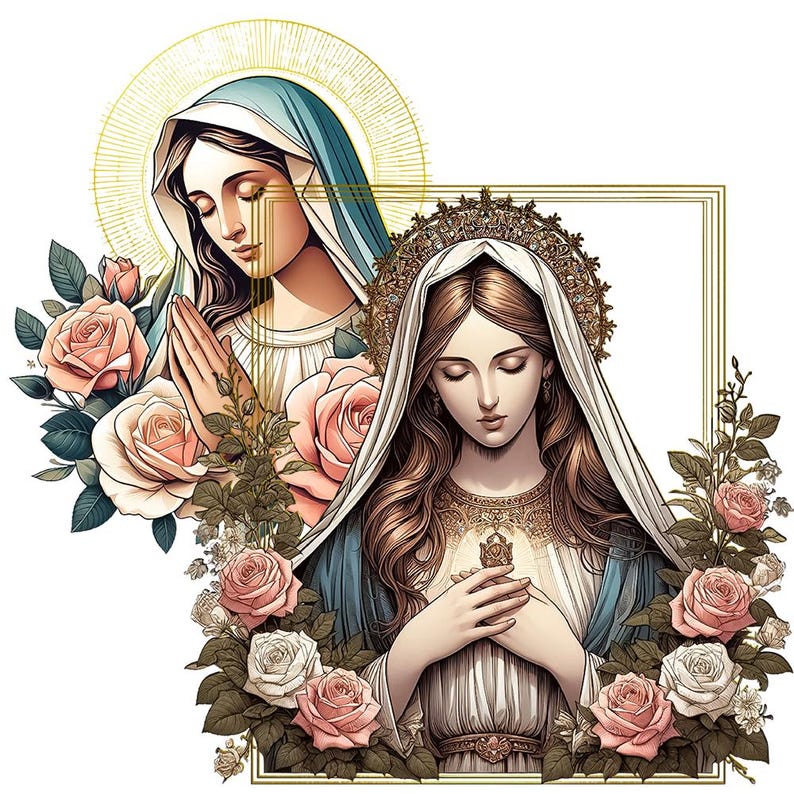Virgin Mary & Praying Jesus PNG Clipart: Transparent Background (Digital Download) image 16