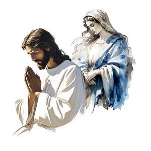 Virgin Mary & Praying Jesus PNG Clipart: Transparent Background (Digital Download) image 5