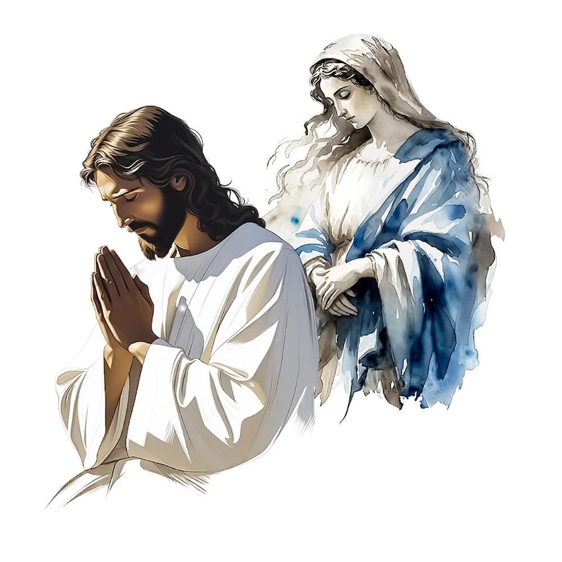 Virgin Mary & Praying Jesus PNG Clipart: Transparent Background (Digital Download) image 5