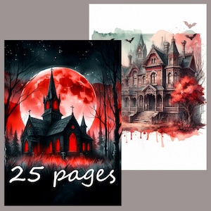 Halloween Junk Journal Pages: Witch & Horror House (25 Jpeg) (Digital Download)