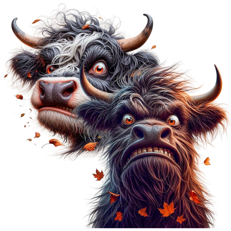 Angry Bull & Cow Clipart: 26 PNG Images for Scrapbooking (digital ...