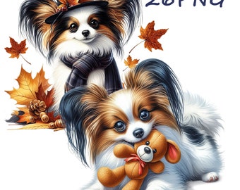 Papillon Dog Clipart: Funny Dogs PNG, Transparent Background (Digital Download)