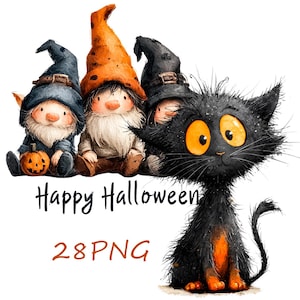 Halloween PNG Clipart: Cat, Goose, Dog, Pig, Grim Reaper, Cute Halloween. 28 PNG transparent background (Digital Download)