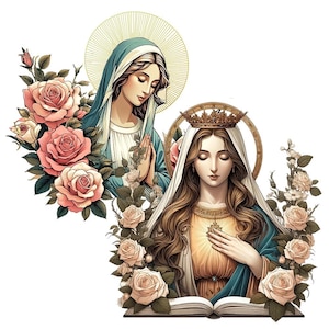 Virgin Mary & Praying Jesus PNG Clipart: Transparent Background (Digital Download) image 9