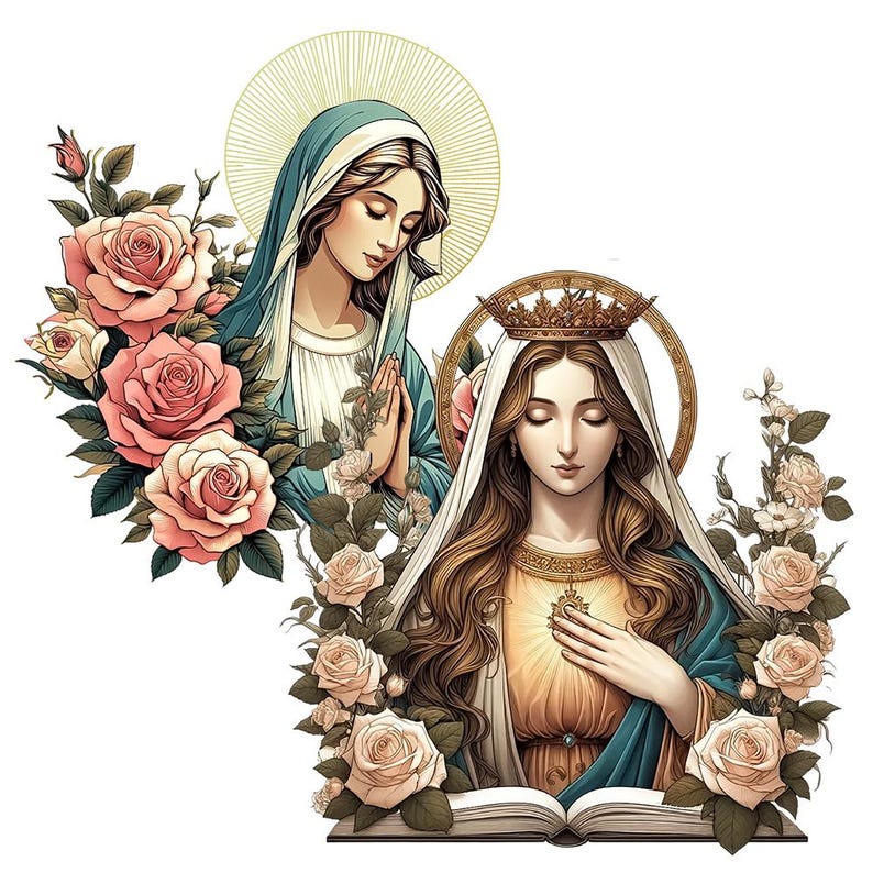 Virgin Mary & Praying Jesus PNG Clipart: Transparent Background (Digital Download) image 9