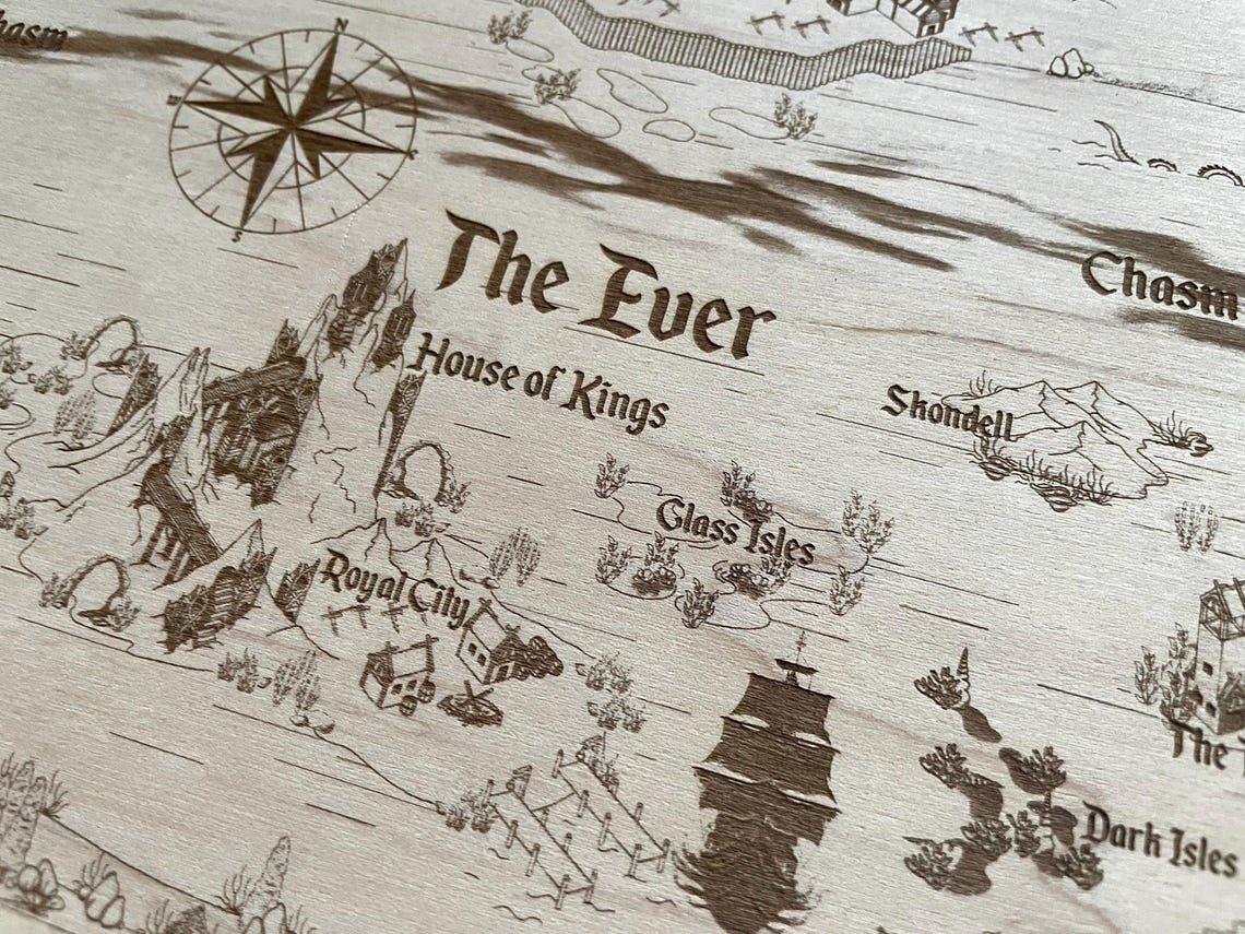 The Ever Kingdom Wooden Laser Engraved Map, the Ever Seas Series ...