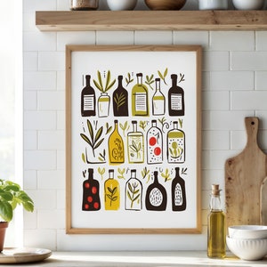 Print olijfoliefles: afdrukbare muurkunst keuken (digitale download) afbeelding 5