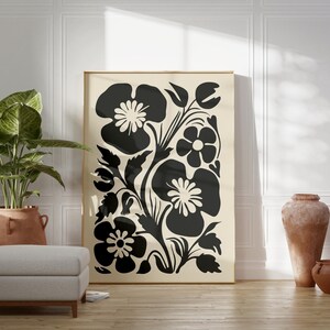 Fleurs abstraites des années 70, impression bohème, affiche florale monochrome, décoration rustique moderne (téléchargement numérique) image 8