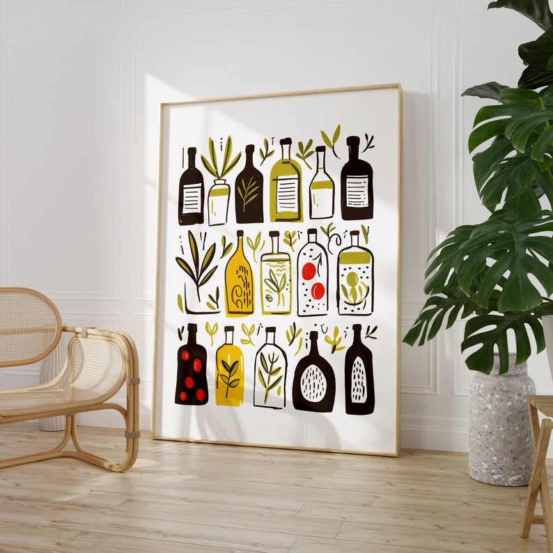 Print olijfoliefles: afdrukbare muurkunst keuken (digitale download) afbeelding 4